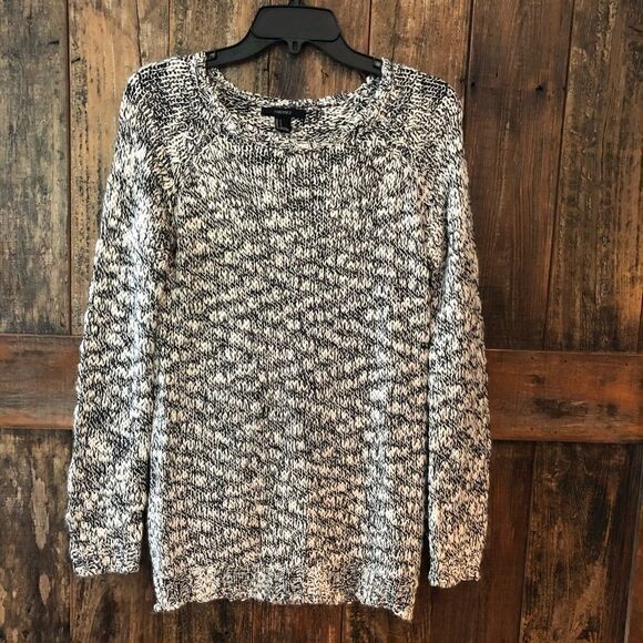 Forever 21 Sz S Black White Chunky Knit Slouchy Relaxed Fit Sweater - Picture 2 of 6